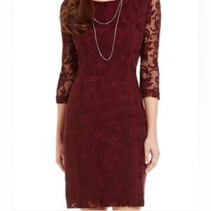 Antonio Melanie Burgundy colored lace dress size 2